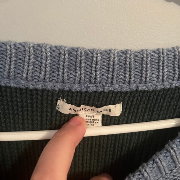 American Eagle Chunky Cropped Colorblock Sweater Size Large - Picture 3 of 8